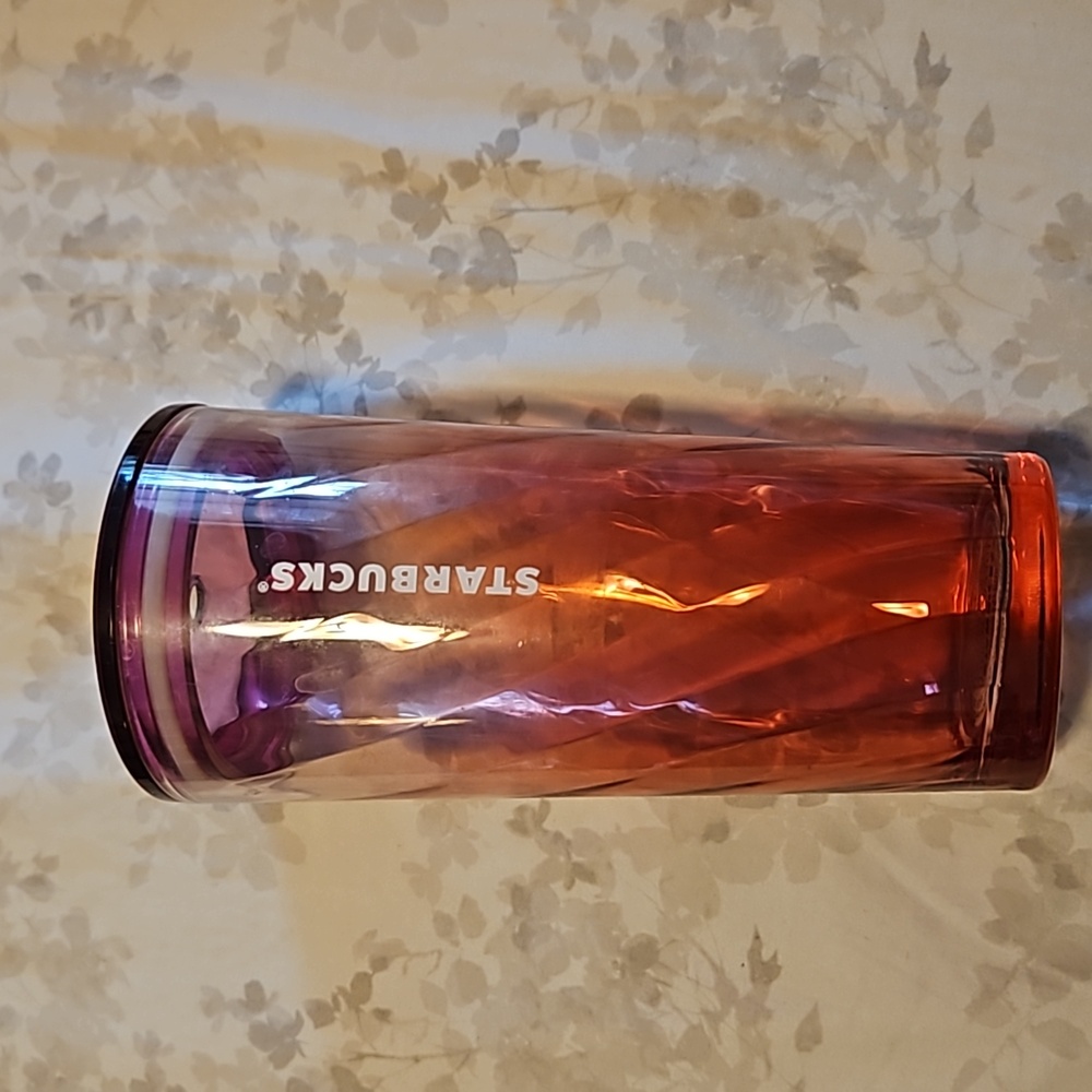 Purple and pink ombre glass starbucks cup